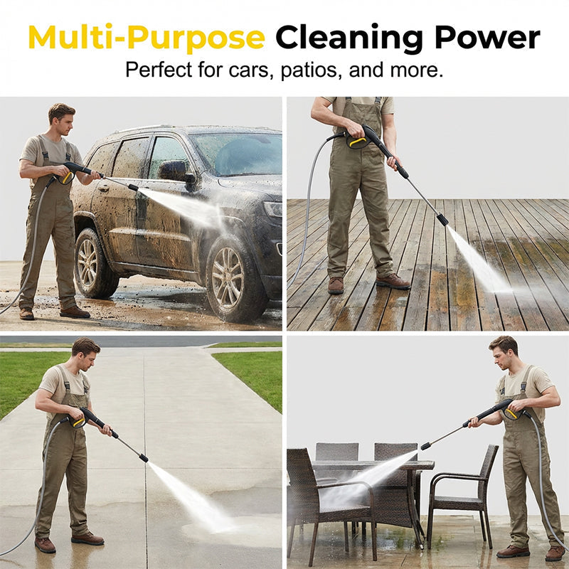 High-Pressure Washer Gun with Hose for Cars and Patios