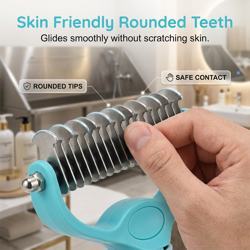 Dual-Sided Pet Grooming Rake for Dogs & Cats