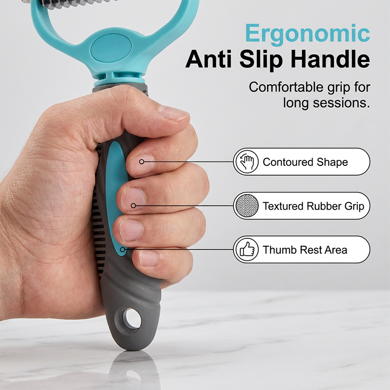 Dual-Sided Pet Grooming Rake for Dogs & Cats