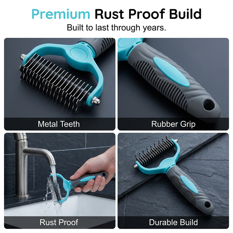 Dual-Sided Pet Grooming Rake for Dogs & Cats