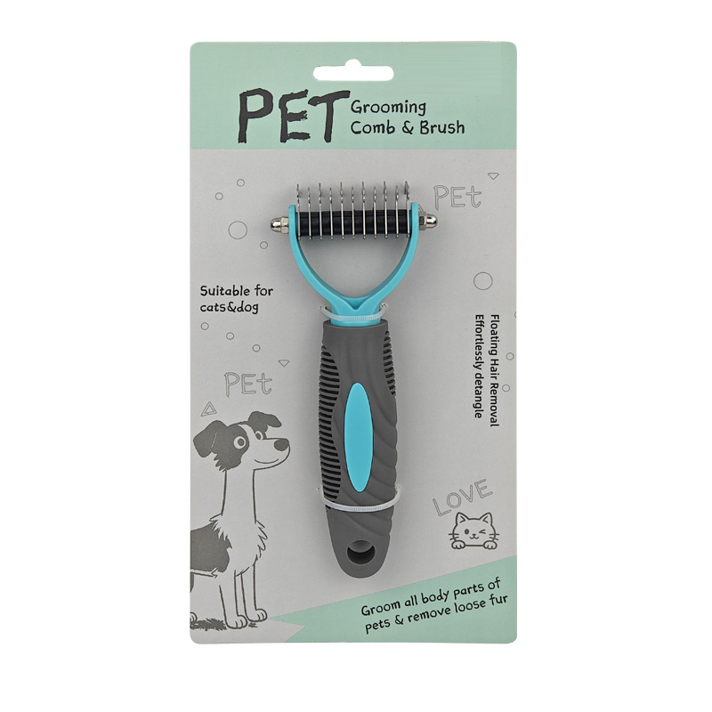 Dual-Sided Pet Grooming Rake for Dogs & Cats