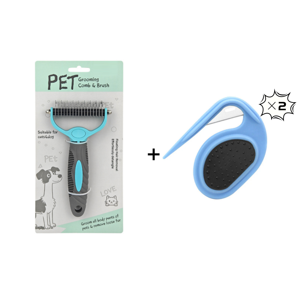 Dual-Sided Pet Grooming Rake for Dogs & Cats