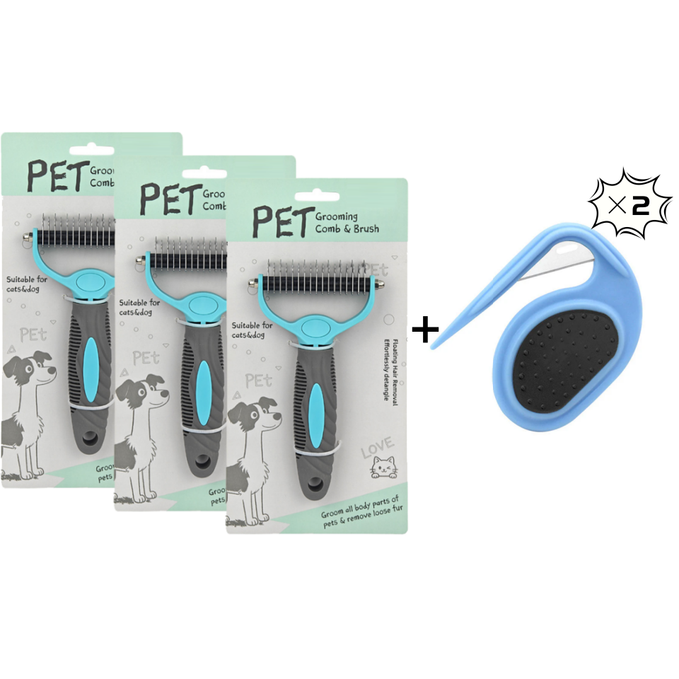 Dual-Sided Pet Grooming Rake for Dogs & Cats