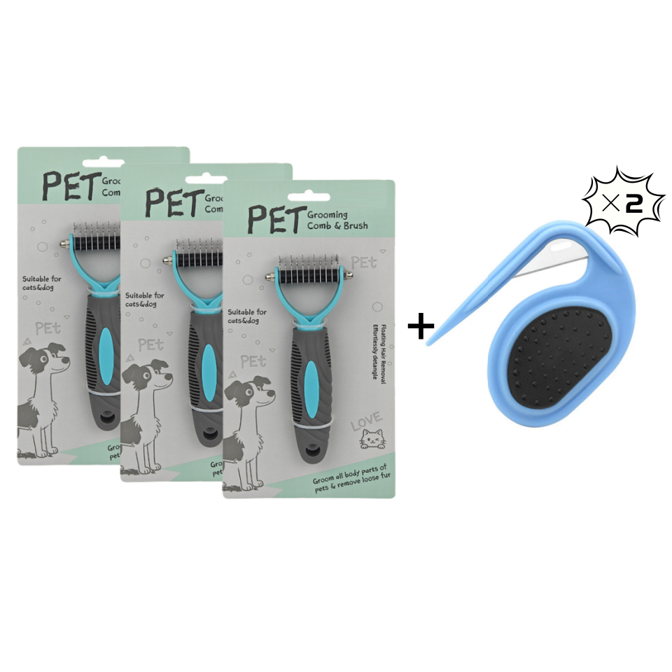 Dual-Sided Pet Grooming Rake for Dogs & Cats