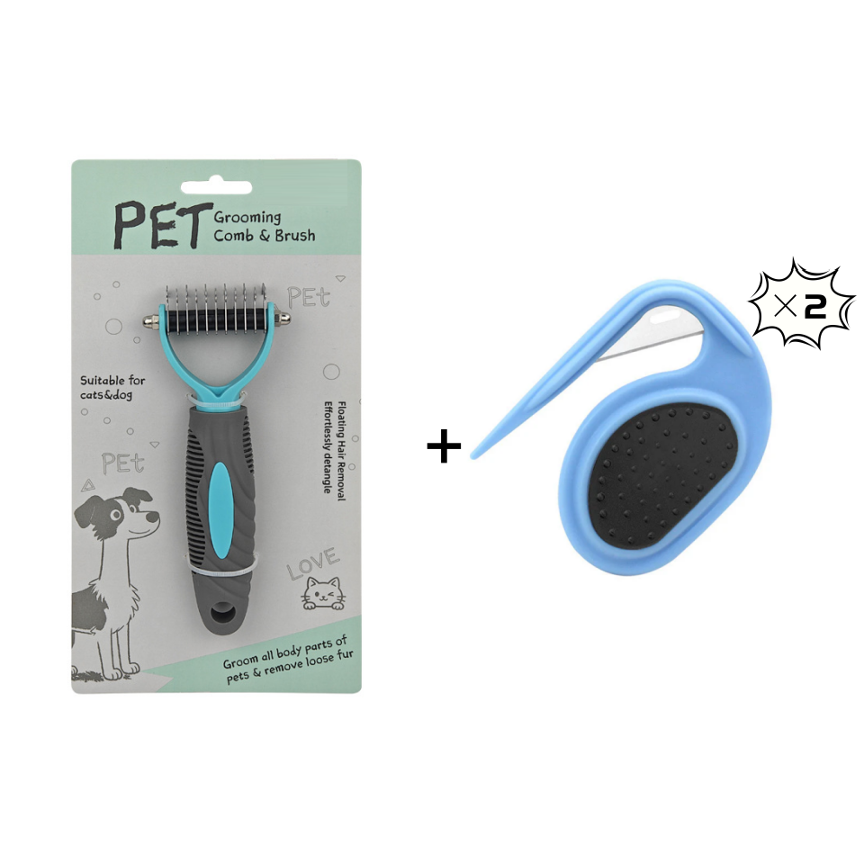 Dual-Sided Pet Grooming Rake for Dogs & Cats