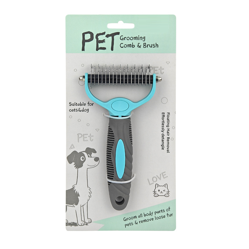 Dual-Sided Pet Grooming Rake for Dogs & Cats