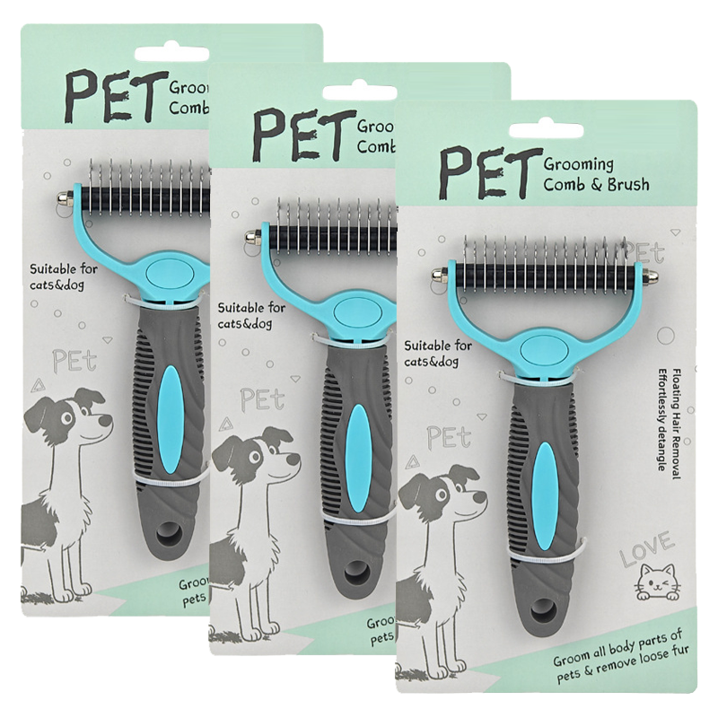 Dual-Sided Pet Grooming Rake for Dogs & Cats