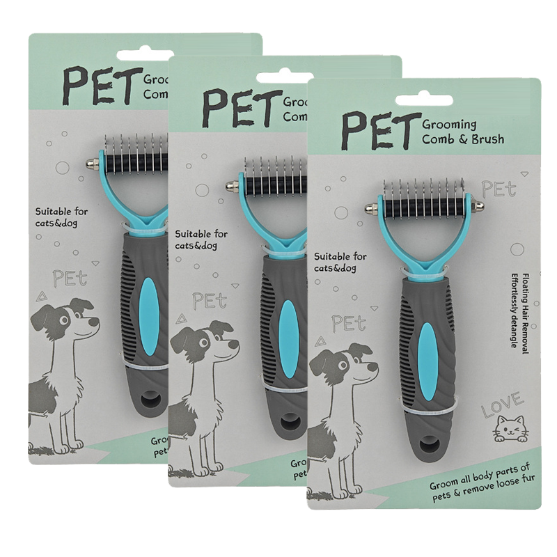 Dual-Sided Pet Grooming Rake for Dogs & Cats
