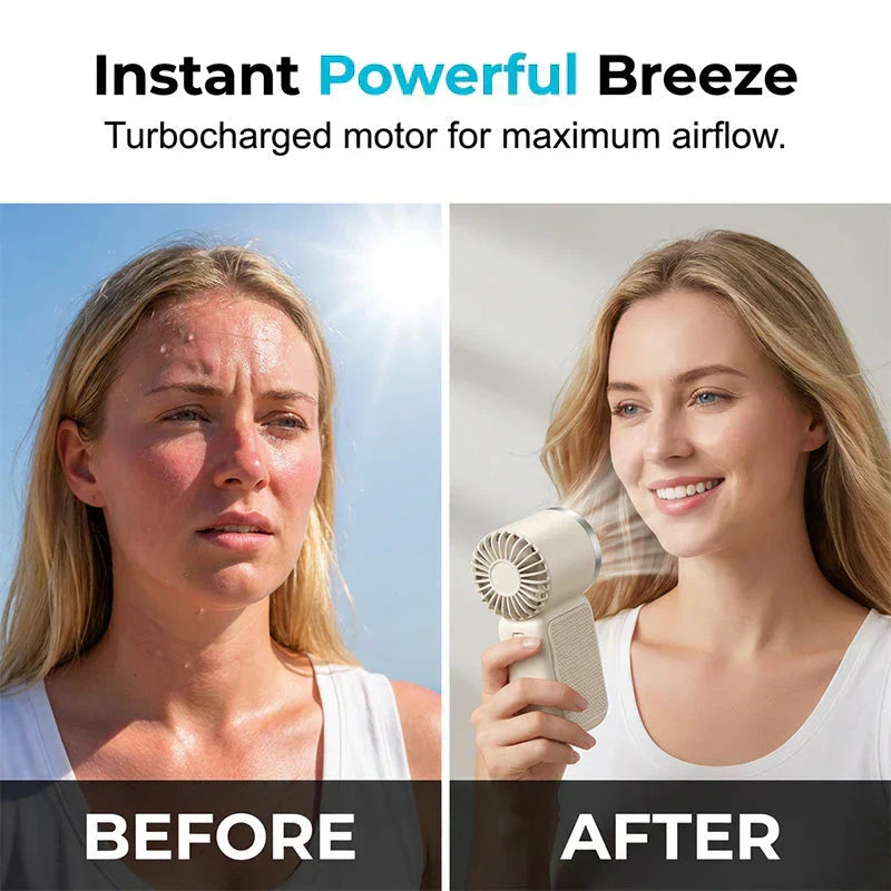 Turbo Handheld Fan with LED Display 6 Speeds 3000mAh Battery