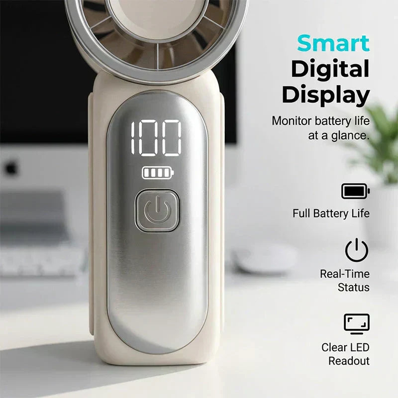 Turbo Handheld Fan with LED Display 6 Speeds 3000mAh Battery