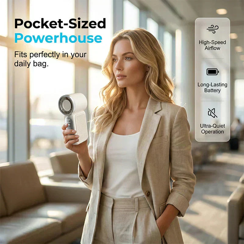 Turbo Handheld Fan with LED Display 6 Speeds 3000mAh Battery