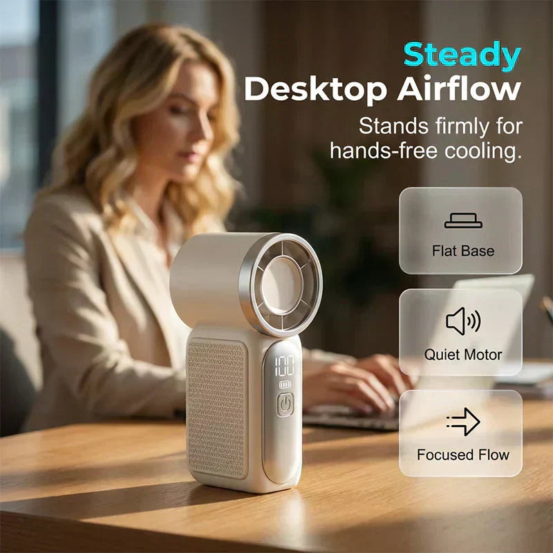 Turbo Handheld Fan with LED Display 6 Speeds 3000mAh Battery