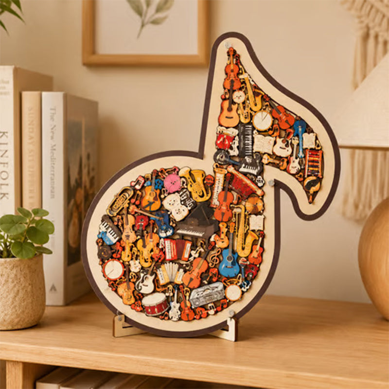 Wooden Musical Note Jigsaw Puzzle Handcrafted Brain Teaser