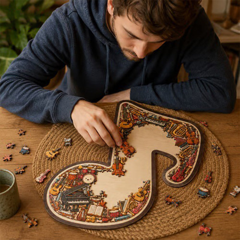 Wooden Musical Note Jigsaw Puzzle Handcrafted Brain Teaser