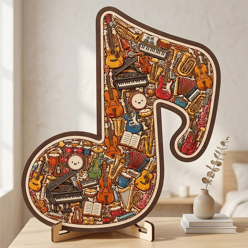Wooden Musical Note Jigsaw Puzzle Handcrafted Brain Teaser