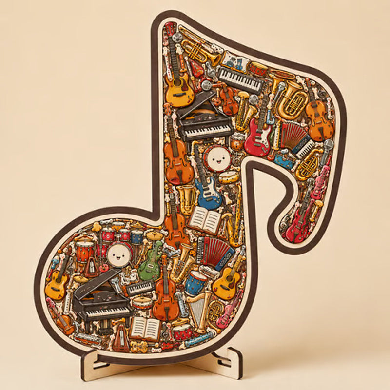 Wooden Musical Note Jigsaw Puzzle Handcrafted Brain Teaser