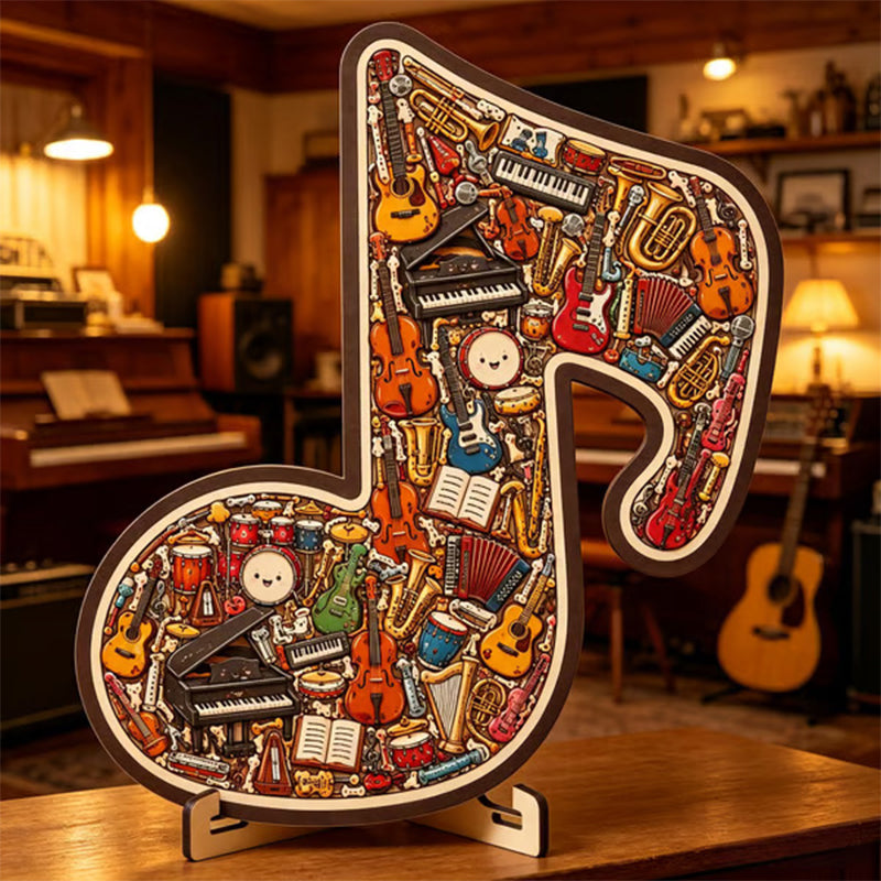 Wooden Musical Note Jigsaw Puzzle Handcrafted Brain Teaser