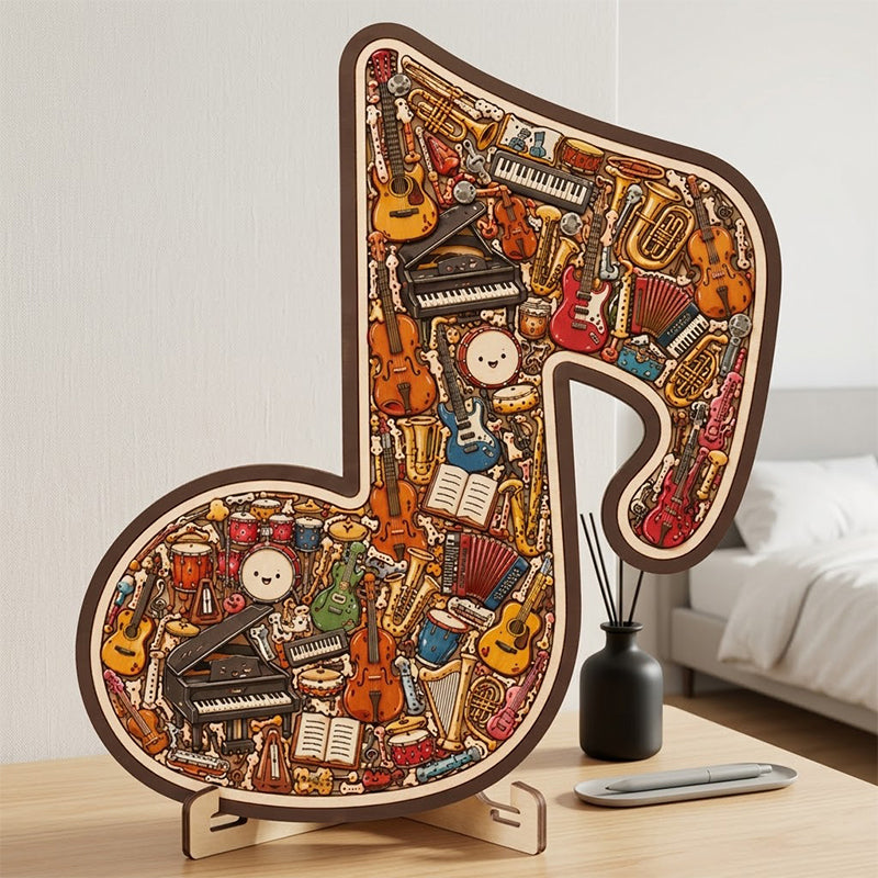 Wooden Musical Note Jigsaw Puzzle Handcrafted Brain Teaser