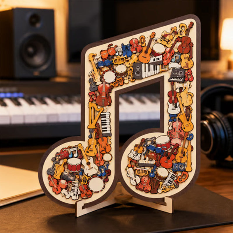 Wooden Musical Note Jigsaw Puzzle Handcrafted Brain Teaser