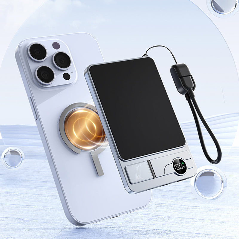 3-in-1 Magnetic Portable Charger with Built-in Stand