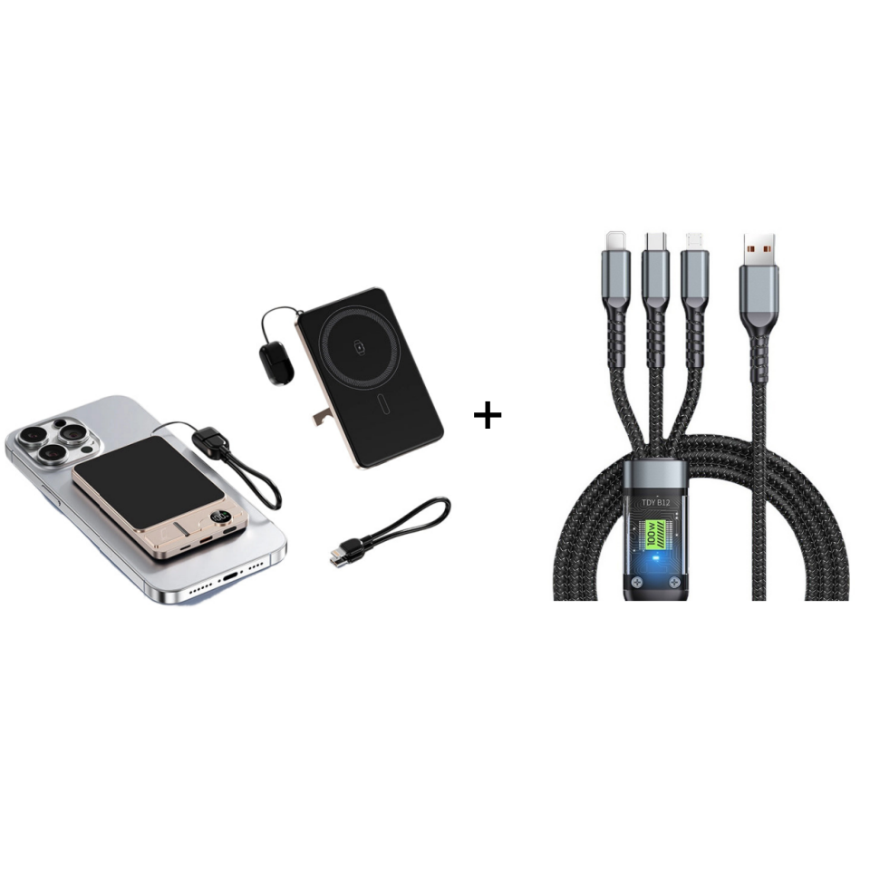 3-in-1 Magnetic Portable Charger with Built-in Stand