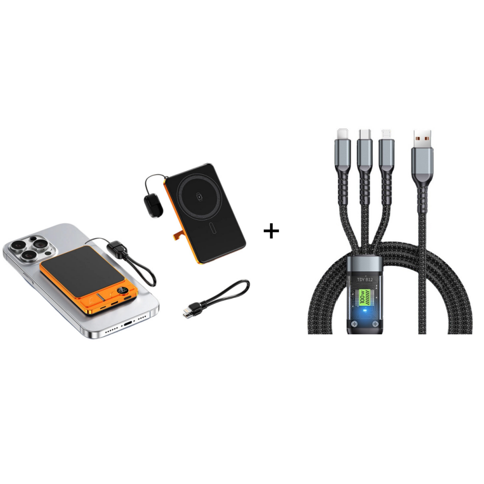 3-in-1 Magnetic Portable Charger with Built-in Stand