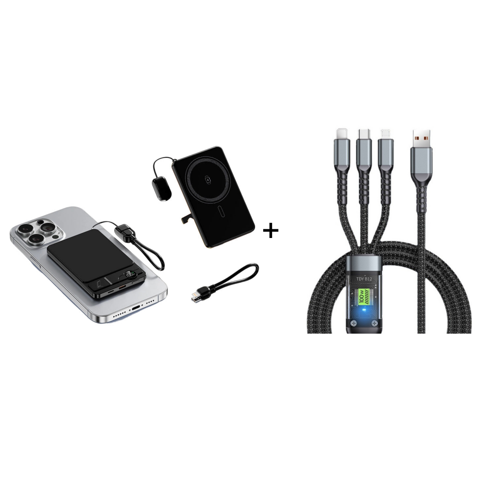 3-in-1 Magnetic Portable Charger with Built-in Stand