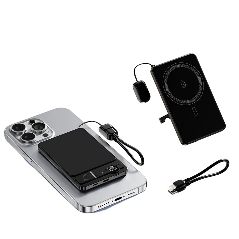3-in-1 Magnetic Portable Charger with Built-in Stand