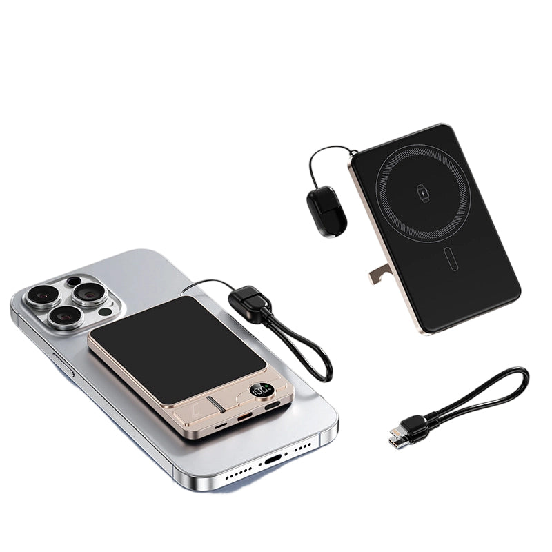 3-in-1 Magnetic Portable Charger with Built-in Stand