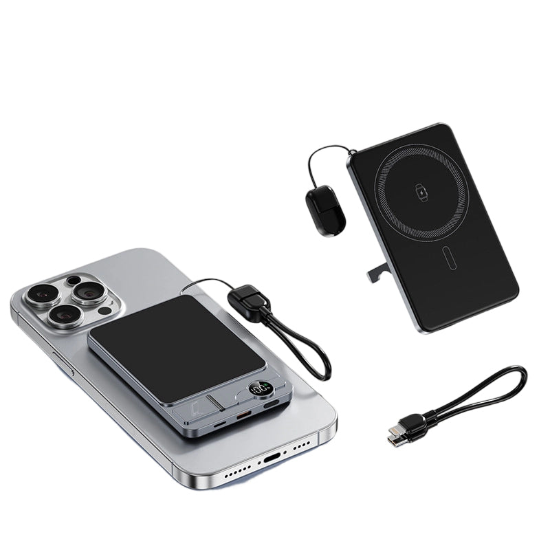 3-in-1 Magnetic Portable Charger with Built-in Stand