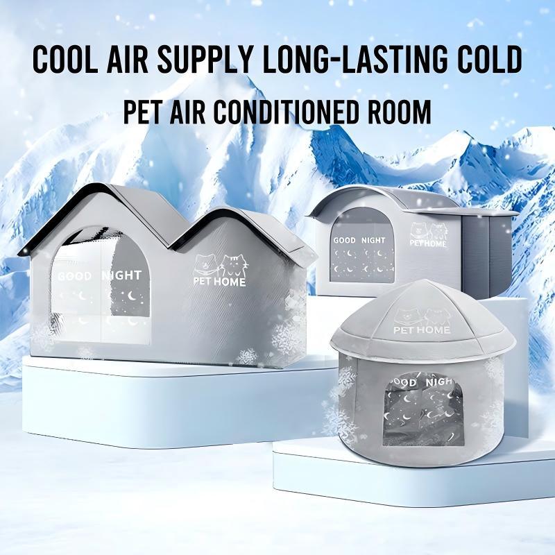 Foldable Pet Cooling Ice House with Insulated Mat