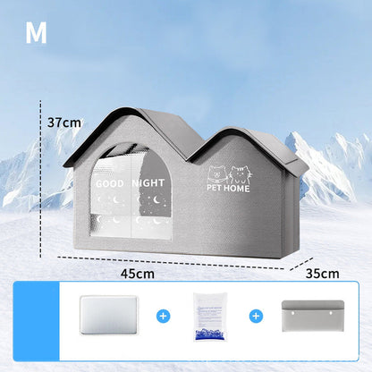 Foldable Pet Cooling Ice House with Insulated Mat
