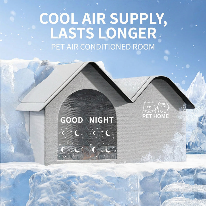 Foldable Pet Cooling Ice House with Insulated Mat