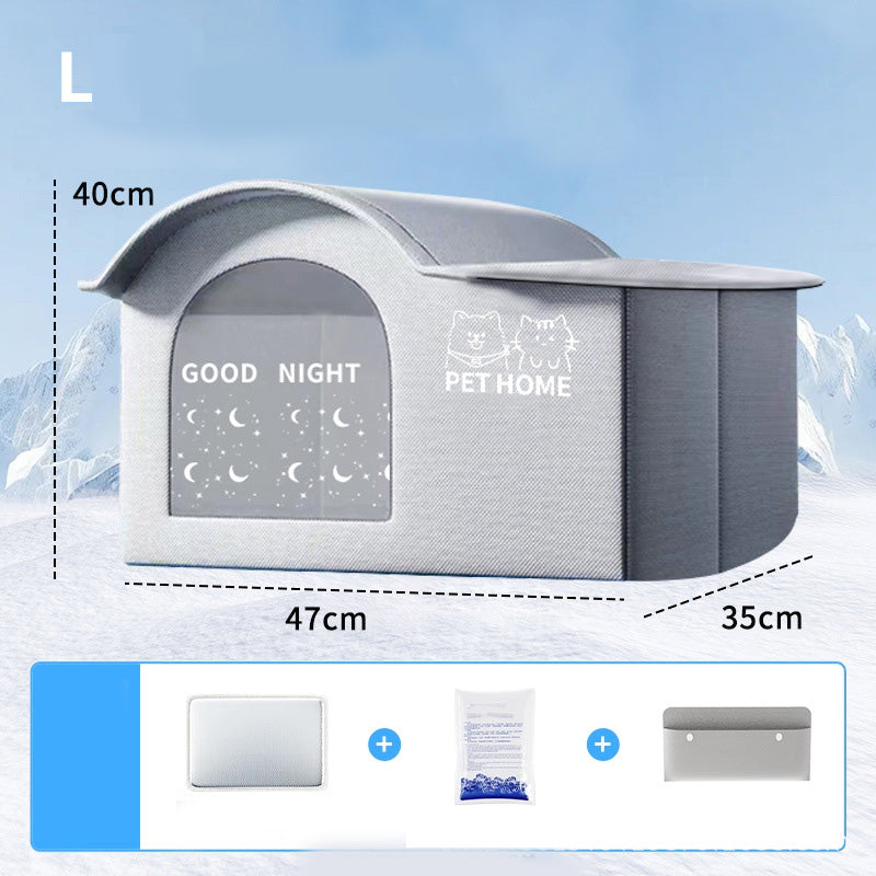 Foldable Pet Cooling Ice House with Insulated Mat
