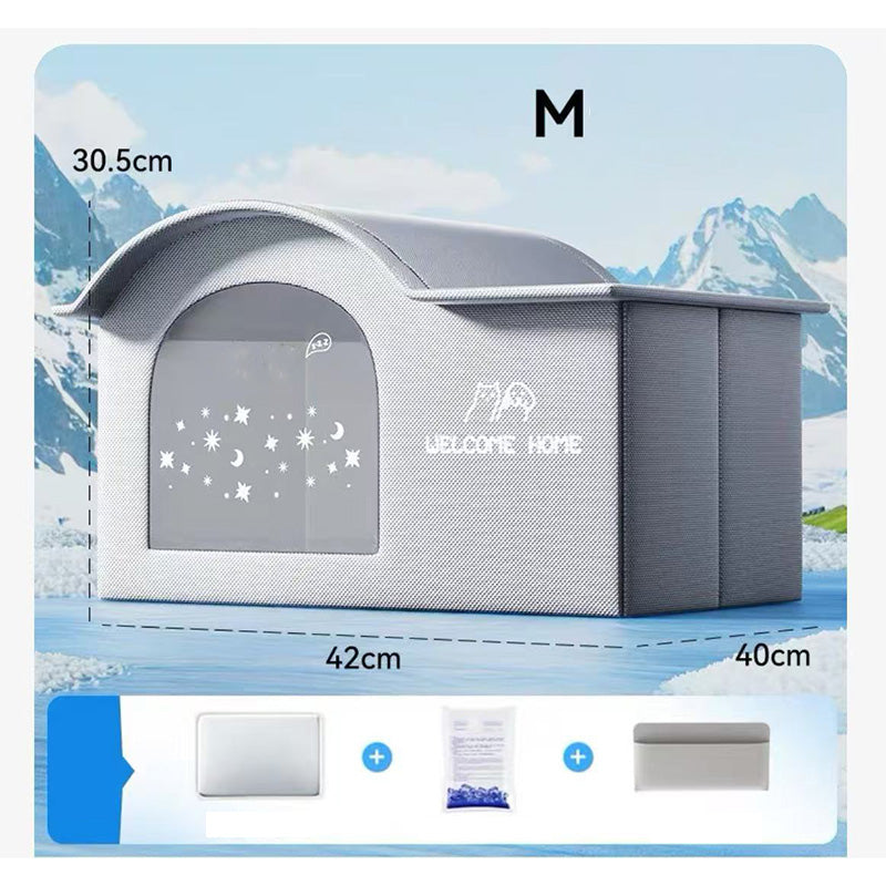 Foldable Pet Cooling Ice House with Insulated Mat