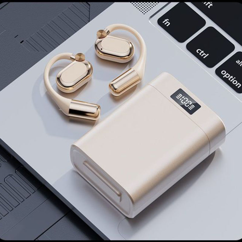 Open-Ear Wireless Earphones with Bluetooth 5.4 and LED Flashlight Case