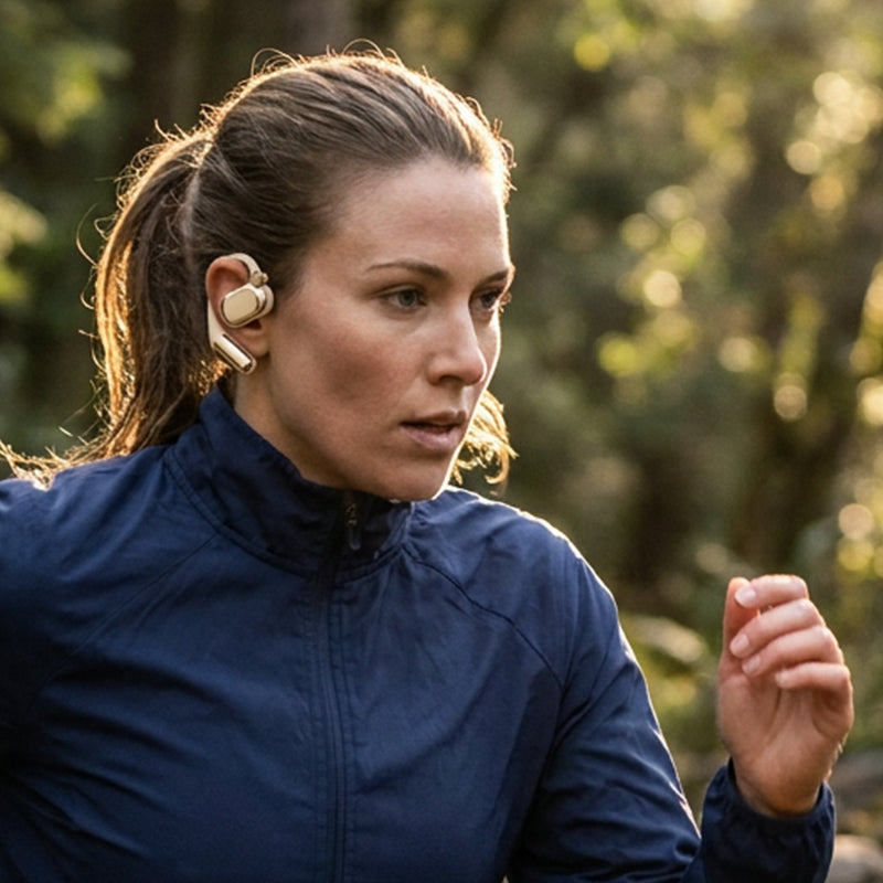 Open-Ear Wireless Earphones with Bluetooth 5.4 and LED Flashlight Case