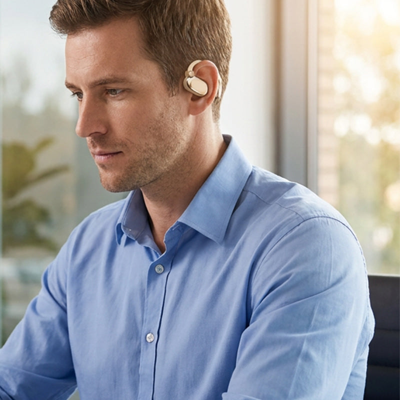 Open-Ear Wireless Earphones with Bluetooth 5.4 and LED Flashlight Case