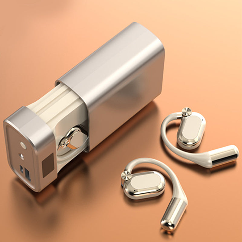 Open-Ear Wireless Earphones with Bluetooth 5.4 and LED Flashlight Case
