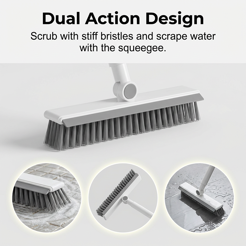 2-in-1 Grout and Corner Scrubber Brush with Squeegee