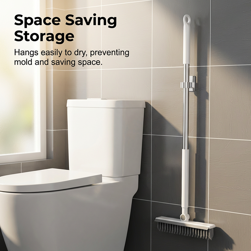 2-in-1 Grout and Corner Scrubber Brush with Squeegee