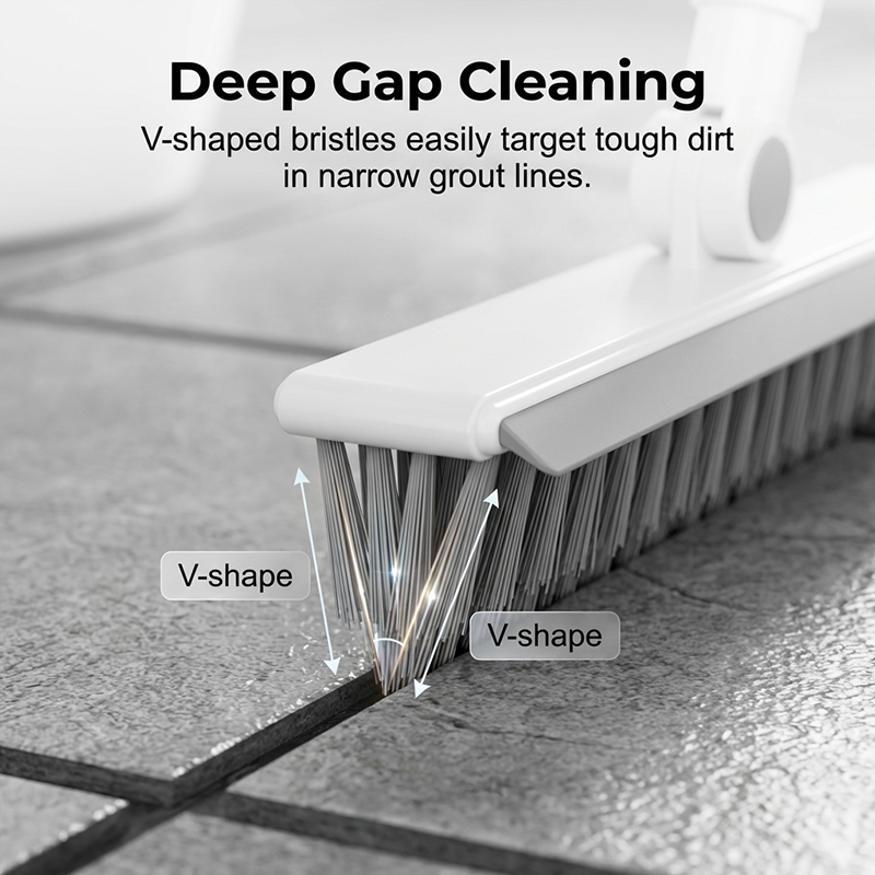 2-in-1 Grout and Corner Scrubber Brush with Squeegee