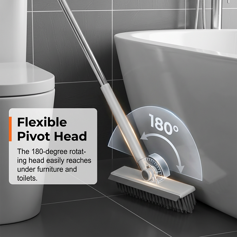 2-in-1 Grout and Corner Scrubber Brush with Squeegee
