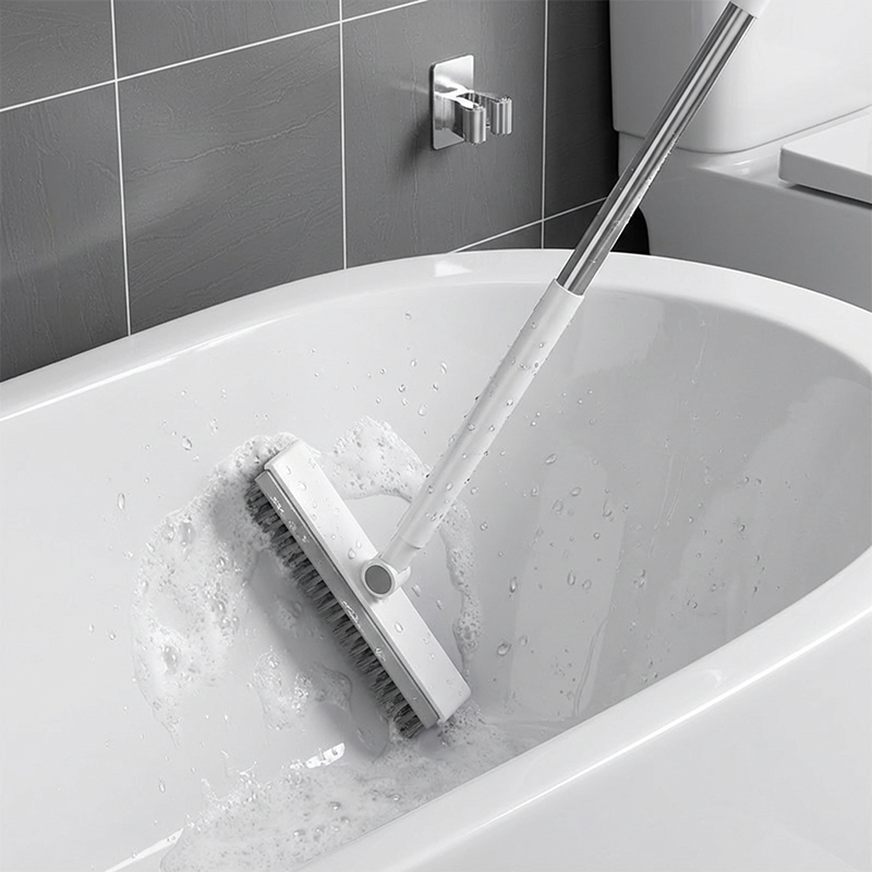 2-in-1 Grout and Corner Scrubber Brush with Squeegee