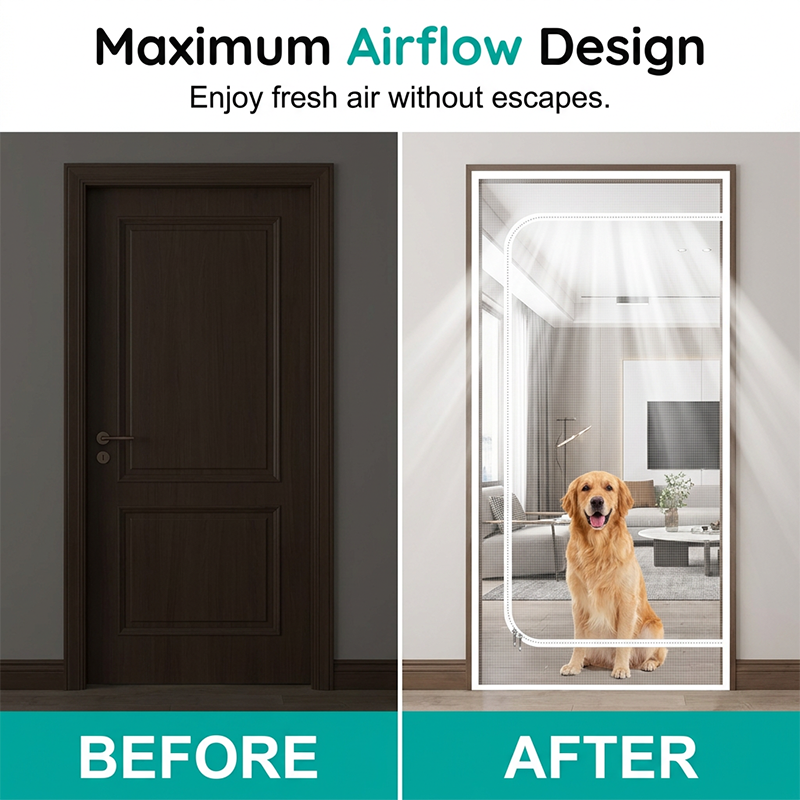 Heavy-Duty Scratch-Proof Pet Screen Door with Dual Zipper
