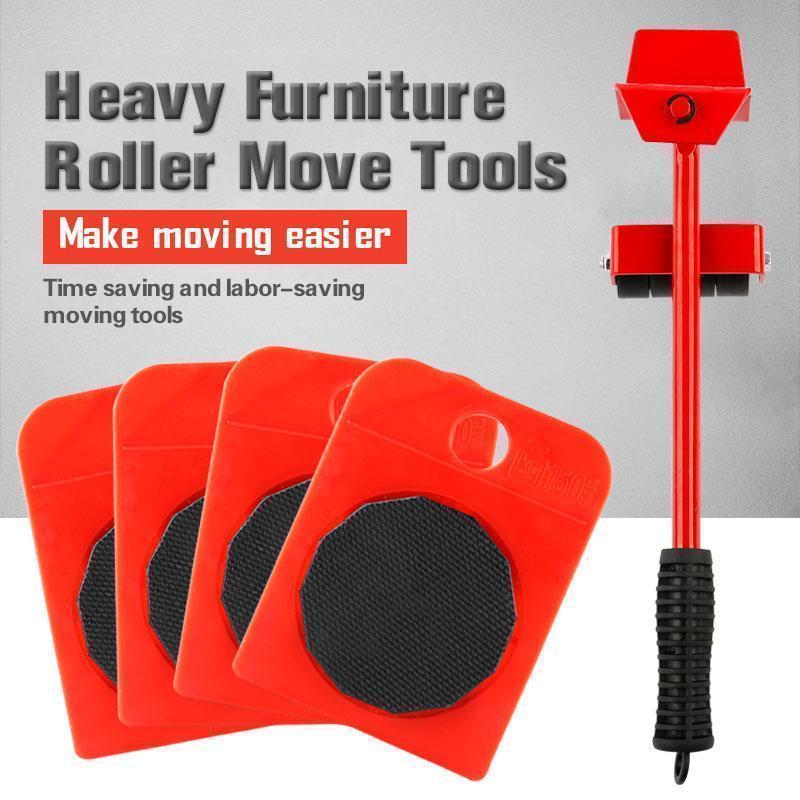Wheeled Furniture Mover Set with Lifting Tool and 4 Rollers