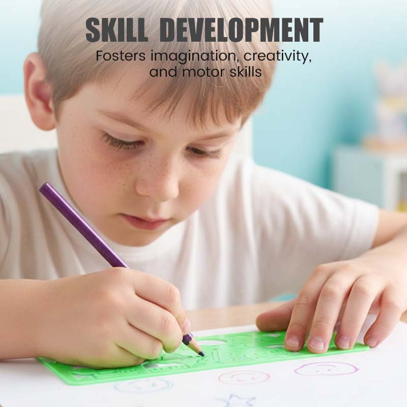 Kids Stencil Drawing Set 4-Piece Plastic Art Craft Kit