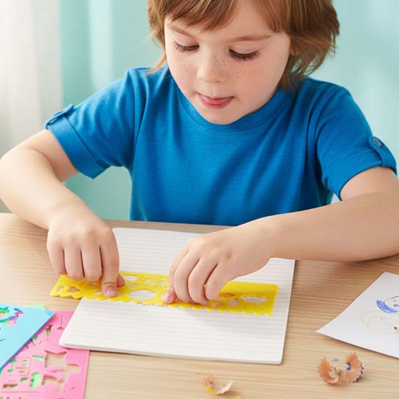 Kids Stencil Drawing Set 4-Piece Plastic Art Craft Kit