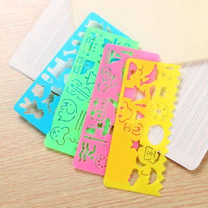 Kids Stencil Drawing Set 4-Piece Plastic Art Craft Kit
