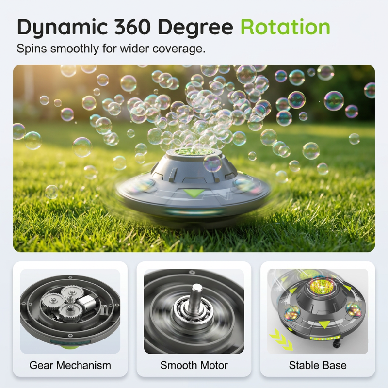 UFO Bubble Machine with 360° Rotation and LED Lights